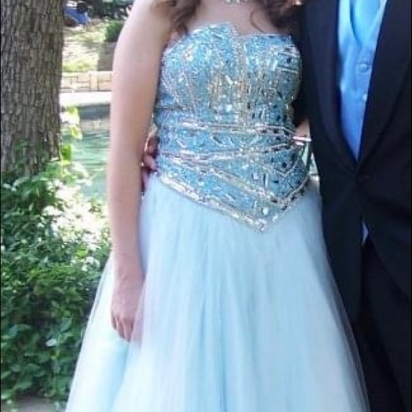 Terani Couture Jeweled Baby Blue Ball Gown - Picture 9 of 10